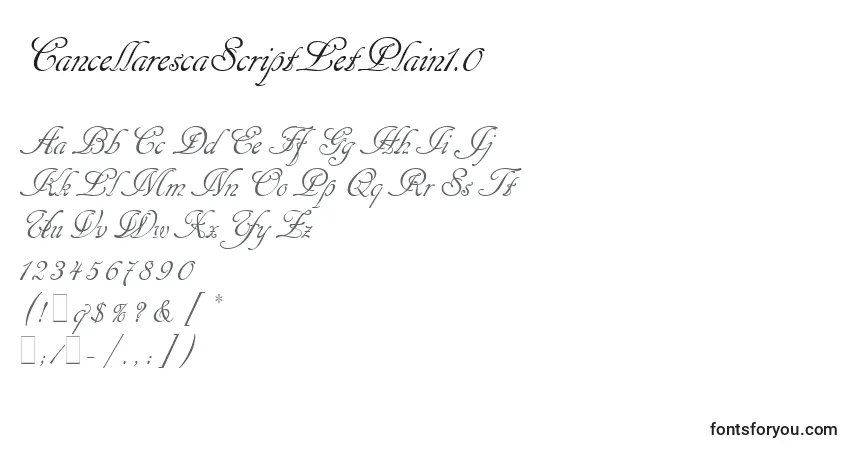 A fonte CancellarescaScriptLetPlain1.0 – alfabeto, números, caracteres especiais