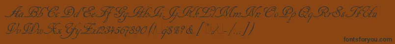 CancellarescaScriptLetPlain1.0-Schriftart – Schwarze Schriften auf braunem Hintergrund