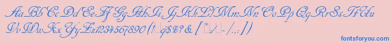 Fonte CancellarescaScriptLetPlain1.0 – fontes azuis em um fundo rosa