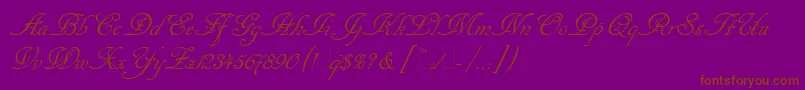 CancellarescaScriptLetPlain1.0-Schriftart – Braune Schriften auf violettem Hintergrund