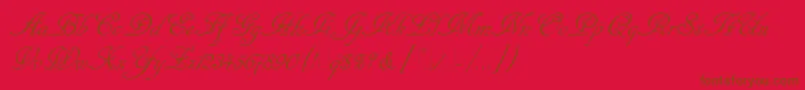 CancellarescaScriptLetPlain1.0-fontti – ruskeat fontit punaisella taustalla