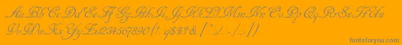 Weitere Informationen zur CancellarescaScriptLetPlain1.0-Schriftart CancellarescaScriptLetPlain1.0-Schriftart – Graue Schriften auf orangefarbenem Hintergrund