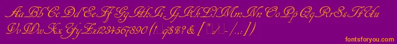 CancellarescaScriptLetPlain1.0-Schriftart – Orangefarbene Schriften auf violettem Hintergrund