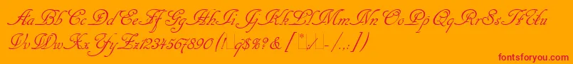 CancellarescaScriptLetPlain1.0 Font – Red Fonts on Orange Background
