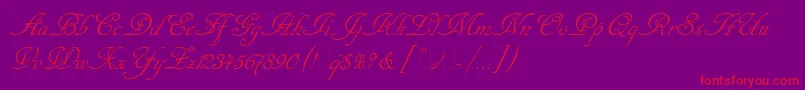 CancellarescaScriptLetPlain1.0-Schriftart – Rote Schriften auf violettem Hintergrund