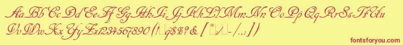 CancellarescaScriptLetPlain1.0 Font – Red Fonts on Yellow Background