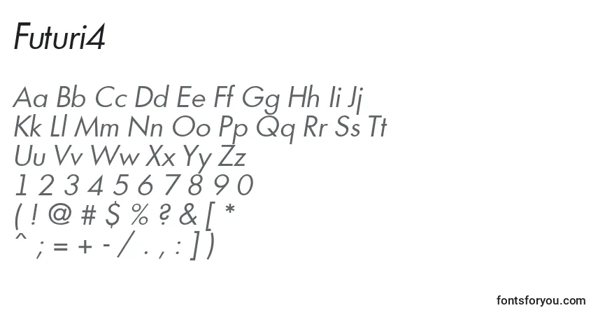 A fonte Futuri4 – alfabeto, números, caracteres especiais