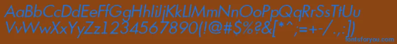フォントFuturi4 – 茶色の背景に青い文字