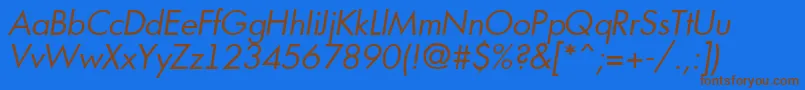 フォントFuturi4 – 茶色の文字が青い背景にあります。