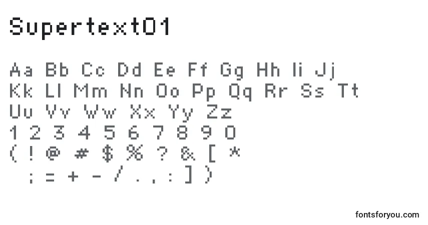Schriftart Supertext01 – Alphabet, Zahlen, spezielle Symbole