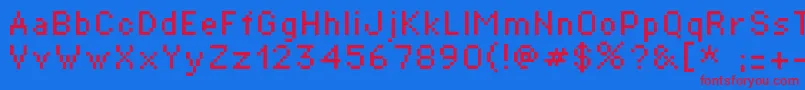 Supertext01 Font – Red Fonts on Blue Background