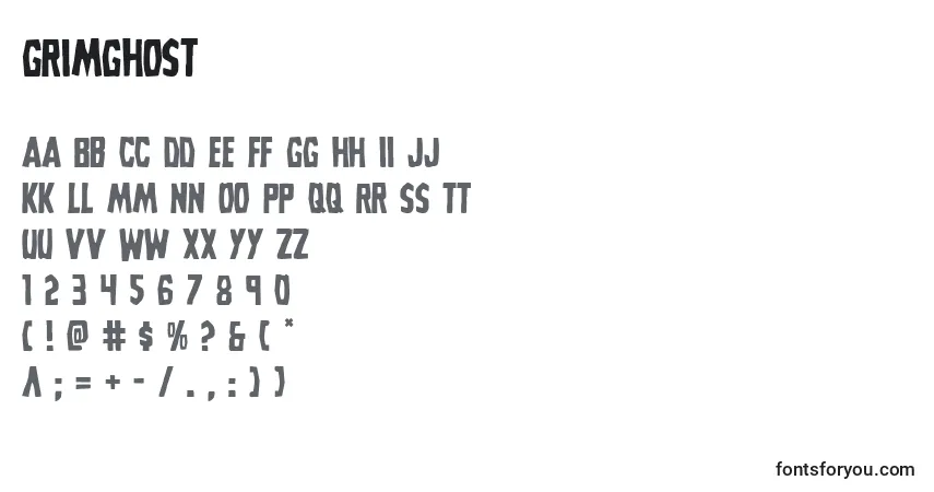 A fonte Grimghost – alfabeto, números, caracteres especiais