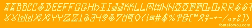 Eldermagici-Schriftart – Gelbe Schriften auf orangefarbenem Hintergrund