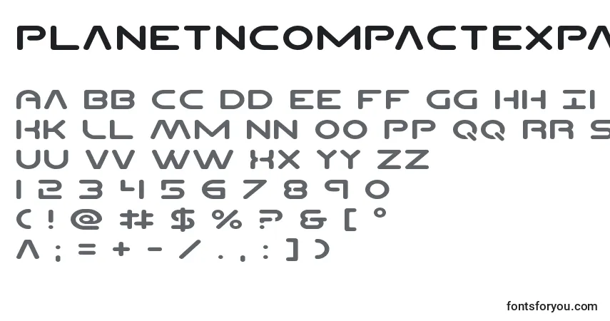 Шрифт Planetncompactexpand – алфавит, цифры, специальные символы