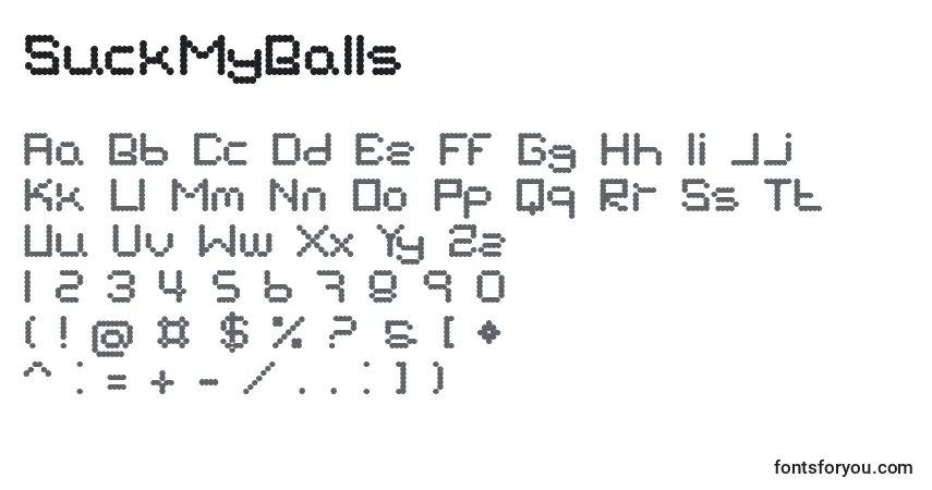 Schriftart SuckMyBalls – Alphabet, Zahlen, spezielle Symbole
