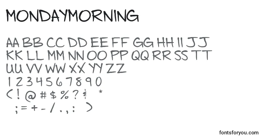 Schriftart Mondaymorning – Alphabet, Zahlen, spezielle Symbole
