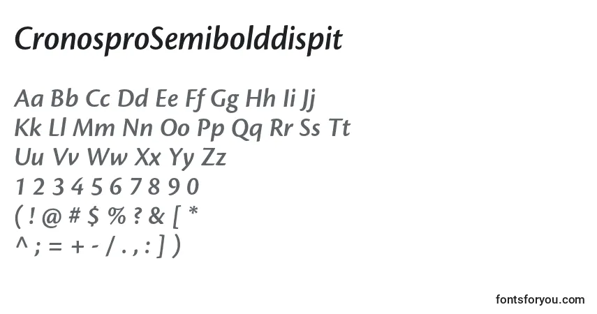 A fonte CronosproSemibolddispit – alfabeto, números, caracteres especiais