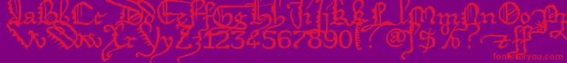 Deigratia-Schriftart – Rote Schriften auf violettem Hintergrund