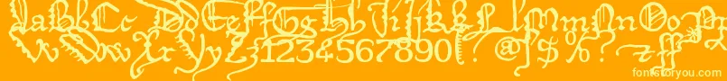 Deigratia-Schriftart – Gelbe Schriften auf orangefarbenem Hintergrund