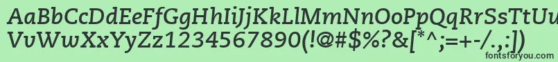 フォントPmnCaeciliaLt76BoldItalic – 緑の背景に黒い文字
