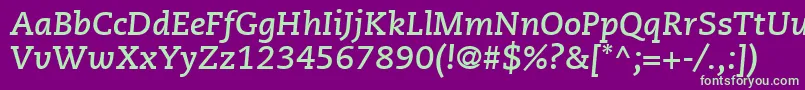 Czcionka PmnCaeciliaLt76BoldItalic – zielone czcionki na fioletowym tle