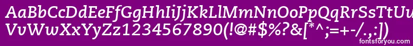 PmnCaeciliaLt76BoldItalic Font – White Fonts on Purple Background