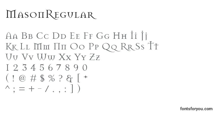 Schriftart MasonRegular – Alphabet, Zahlen, spezielle Symbole