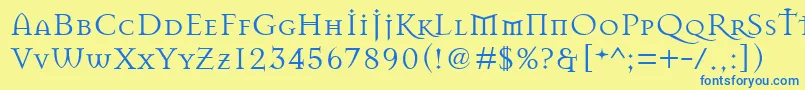 フォントMasonRegular – 青い文字が黄色の背景にあります。