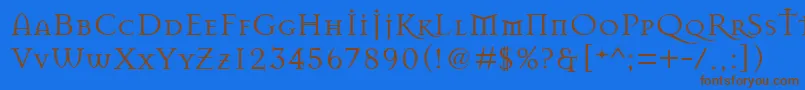 フォントMasonRegular – 茶色の文字が青い背景にあります。