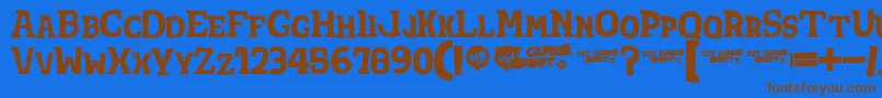 Totshrift Font – Brown Fonts on Blue Background