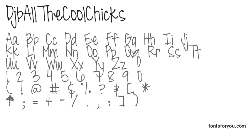 Czcionka DjbAllTheCoolChicks – alfabet, cyfry, specjalne znaki