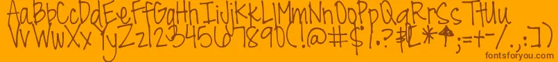 Fonte DjbAllTheCoolChicks – fontes marrons em um fundo laranja