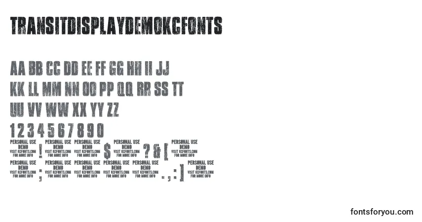 Schriftart TransitdisplaydemoKcfonts – Alphabet, Zahlen, spezielle Symbole