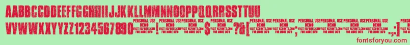 TransitdisplaydemoKcfonts Font – Red Fonts on Green Background