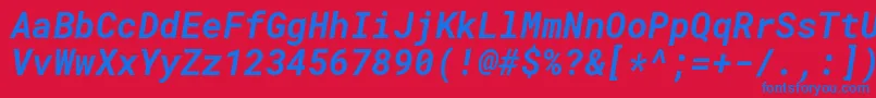 RobotomonoBolditalic Font – Blue Fonts on Red Background