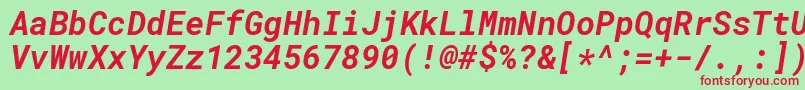 RobotomonoBolditalic Font – Red Fonts on Green Background