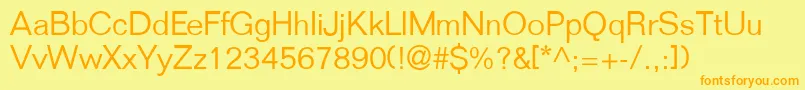 フォントFoldmdrnlgtdbNormal – オレンジの文字が黄色の背景にあります。