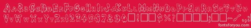 Ghouly Font – Pink Fonts on Red Background