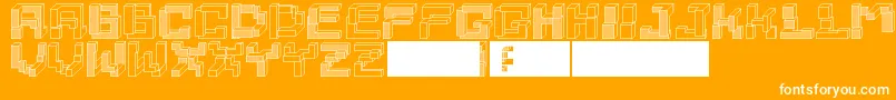 Tetrominoes Font – White Fonts on Orange Background