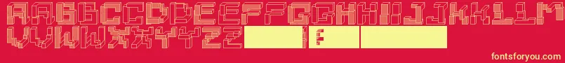 Tetrominoes Font – Yellow Fonts on Red Background