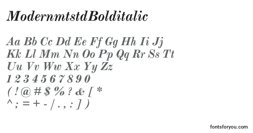 Czcionka ModernmtstdBolditalic – alfabet, cyfry, specjalne znaki