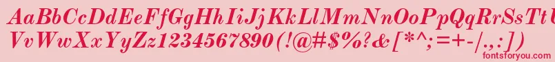 フォントModernmtstdBolditalic – ピンクの背景に赤い文字