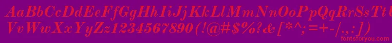 ModernmtstdBolditalic-Schriftart – Rote Schriften auf violettem Hintergrund