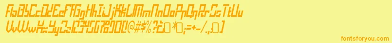 フォントOperationalamplifierRegular – オレンジの文字が黄色の背景にあります。