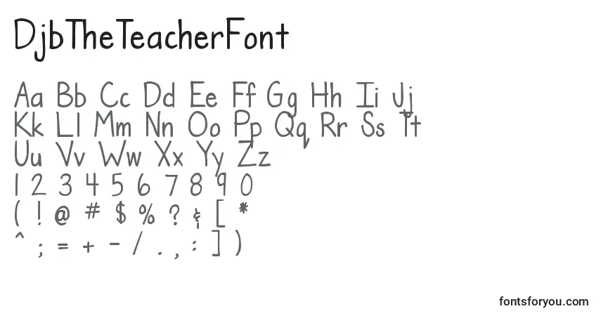Schriftart DjbTheTeacherFont – Alphabet, Zahlen, spezielle Symbole