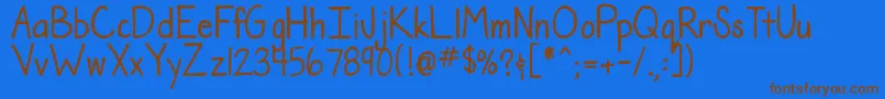 DjbTheTeacherFont Font – Brown Fonts on Blue Background
