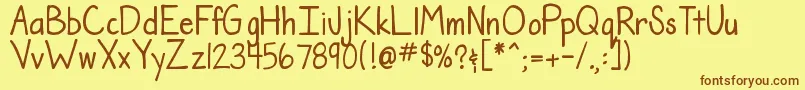 DjbTheTeacherFont Font – Brown Fonts on Yellow Background