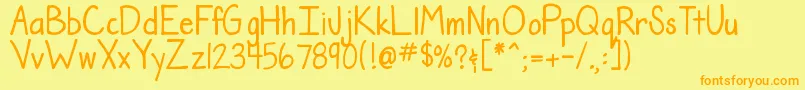 フォントDjbTheTeacherFont – オレンジの文字が黄色の背景にあります。