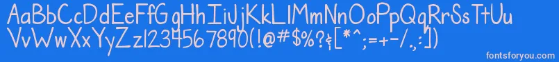 DjbTheTeacherFont Font – Pink Fonts on Blue Background