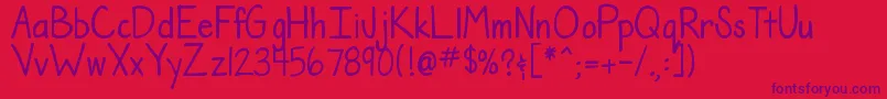 DjbTheTeacherFont Font – Purple Fonts on Red Background
